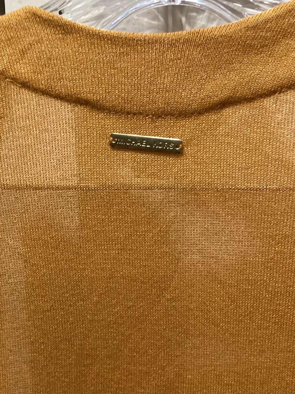 Michael Kors Long Open-Front Duster Cardigan in Mustard Yellow